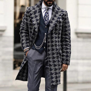 Men Winter Suit Collar Printed Coat
