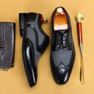Men Business Splicing Lace Up Leather Shoes