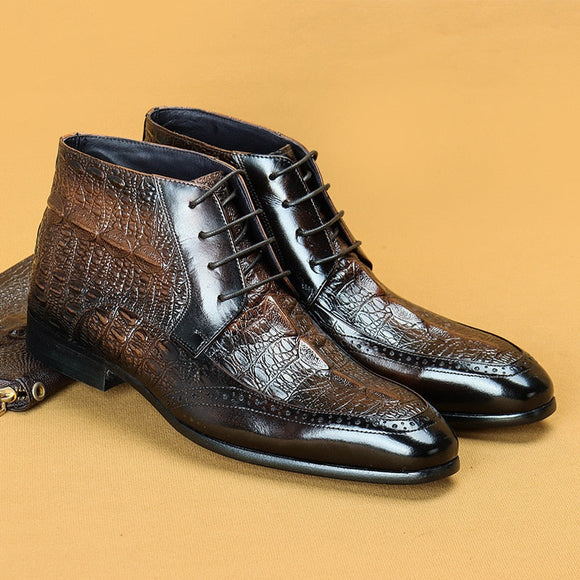 Men Genuine Cow Leather Ankle Boots
