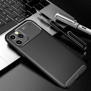 Luxury Carbon Fiber Soft TPU Silicone Cases for iPhone 12