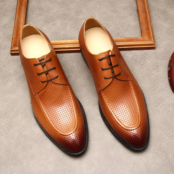 Men English Style Cowhide Dress Shoes