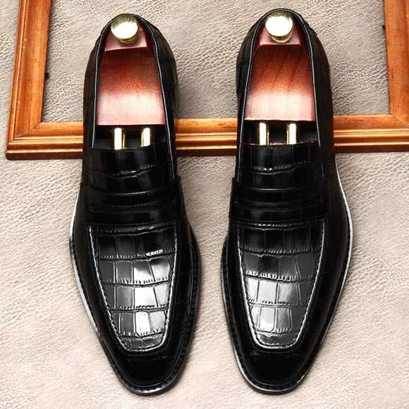 Men Slip On Genuine Leather Business Shoes