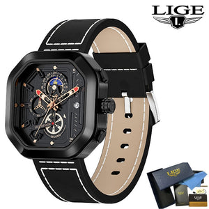 Fashion Square Dial Leather Mens Watches