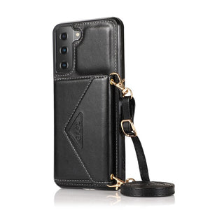 Leather Lanyard Crossbody Card Wallet Case For Samsung Galaxy S21 Series