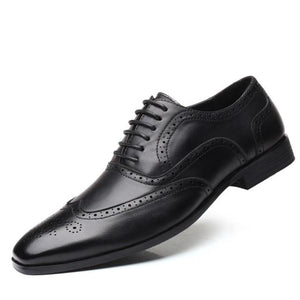 Men Leather Oxford Pointed Toe Shoes