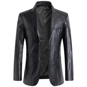 Men's Business Blazer Leather Jacket