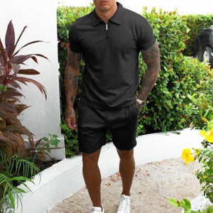 Men 2 Pcs Sweat Suit Short Sleeve T-shirt Shorts Sets