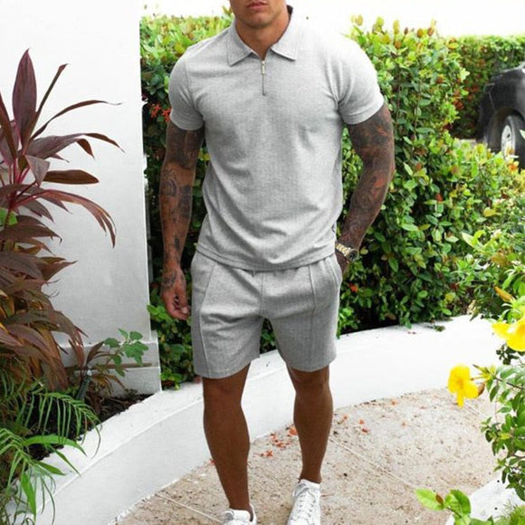 Men 2 Pcs Sweat Suit Short Sleeve T-shirt Shorts Sets