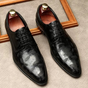 Men Leather Black Lace Up Dress Shoes
