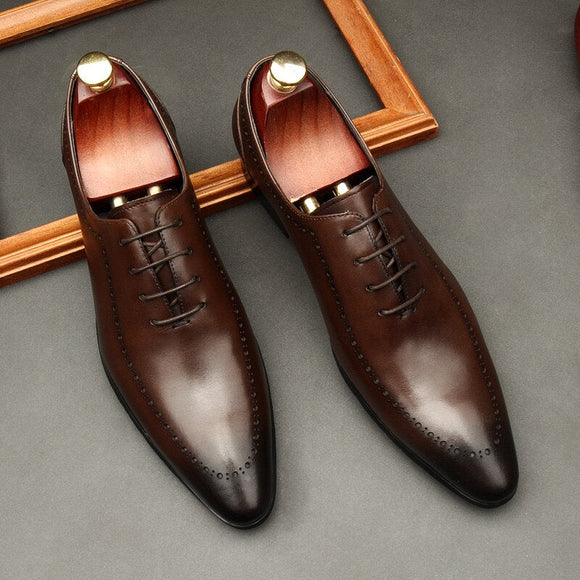 Men Calf Leather Brogue Dress Shoes