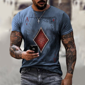 Men Casual Print Round Collar T-Shirt