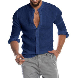 New Men's Solid Color Linen Shirts