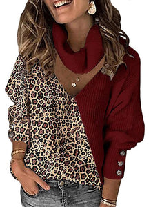 New Women Leopard Patchwork Sweaters