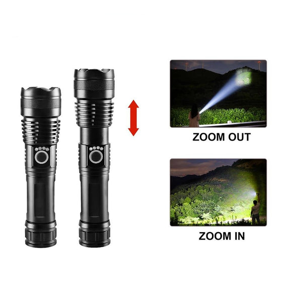 Rechargeable LED Flashlight USB Torch Light CREE XHP50 Tactical Flashlight