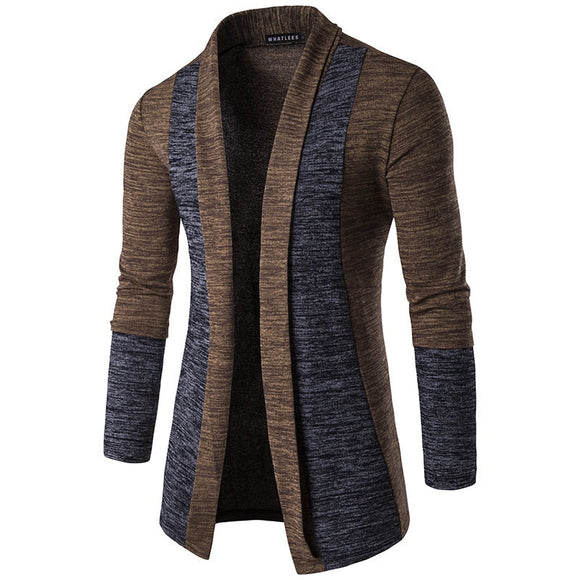 Men Patchwork Thin Knitted Cardigan